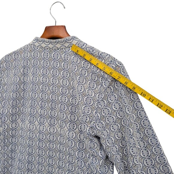 Peck & Peck Open Blazer Jacket Womens Blue White Crochet Lace Cotton Size 12 - Picture 7 of 10